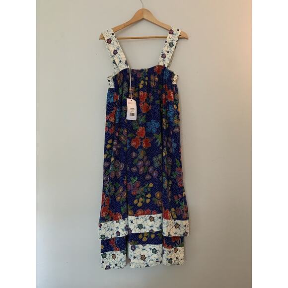 NWT Warm Margaritaville Floral Print Tiered Smock Boho Silk Dress Small - Picture 5 of 12